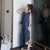 减龄花边拼接牛仔马甲阔腿裤套装女夏2025新款大方得体穿搭两件套，女装套装/套裙，浙宝157（原165A）