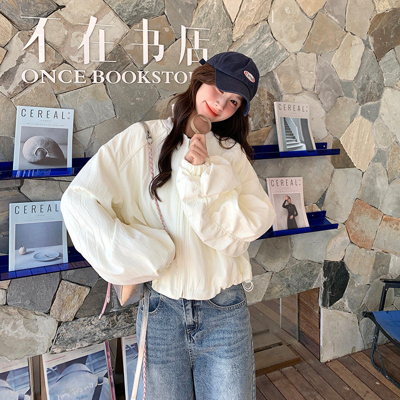 【数据好！现货】褶皱肌理感棒球服短外套157-8876-P135-K198,女装短外套,浙宝157（原165A）