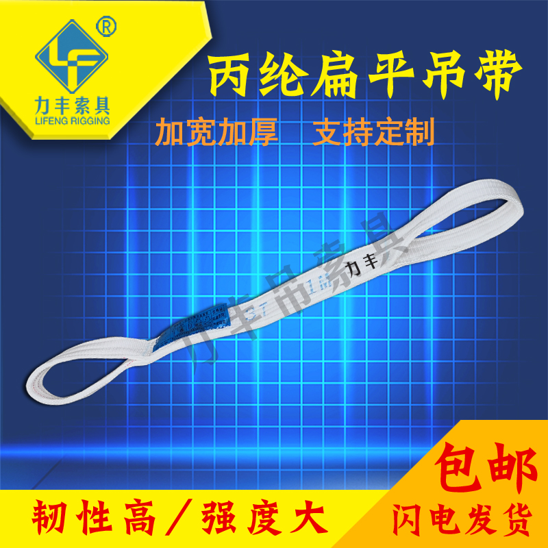 包邮1吨2345M双扣丙纶扁平吊带白色酸碱吊装带耐酸洗起重吊装绳带