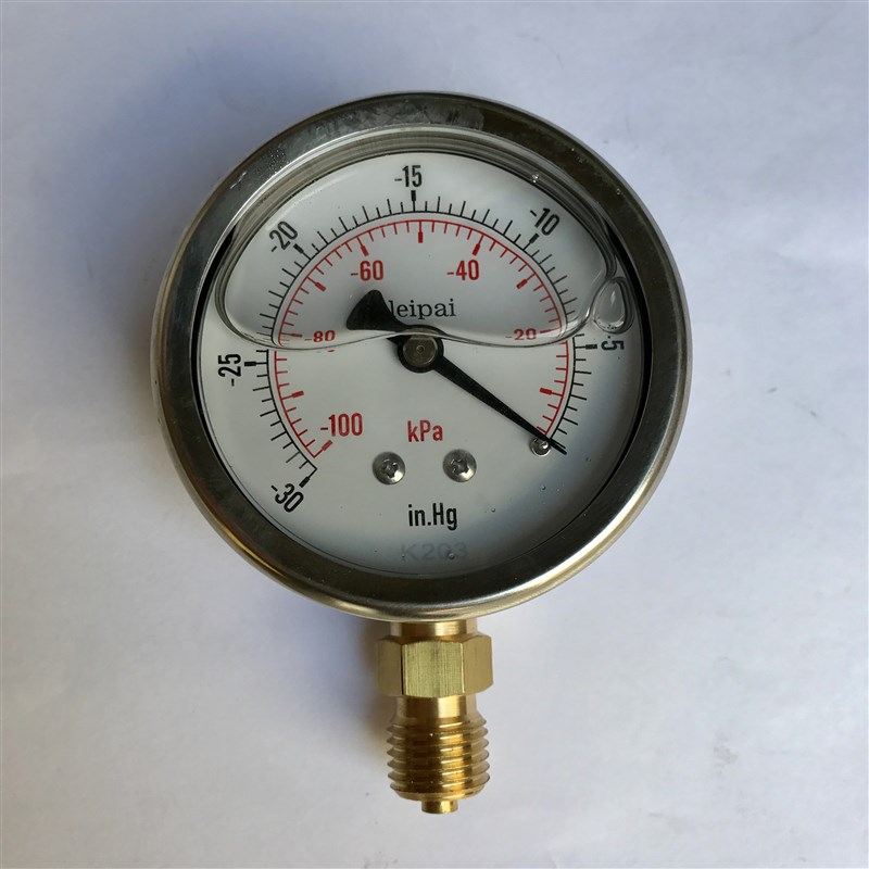 Npt1/4螺纹耐震真空表负p压表-100KPA-0 -30in.hg-0前直径68mm英