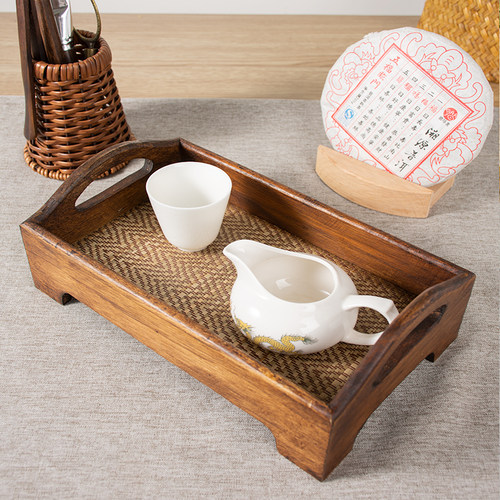 极速泰国木质长方形茶盘家用放茶杯文玩茶水茶具托盘茶.点盘精致