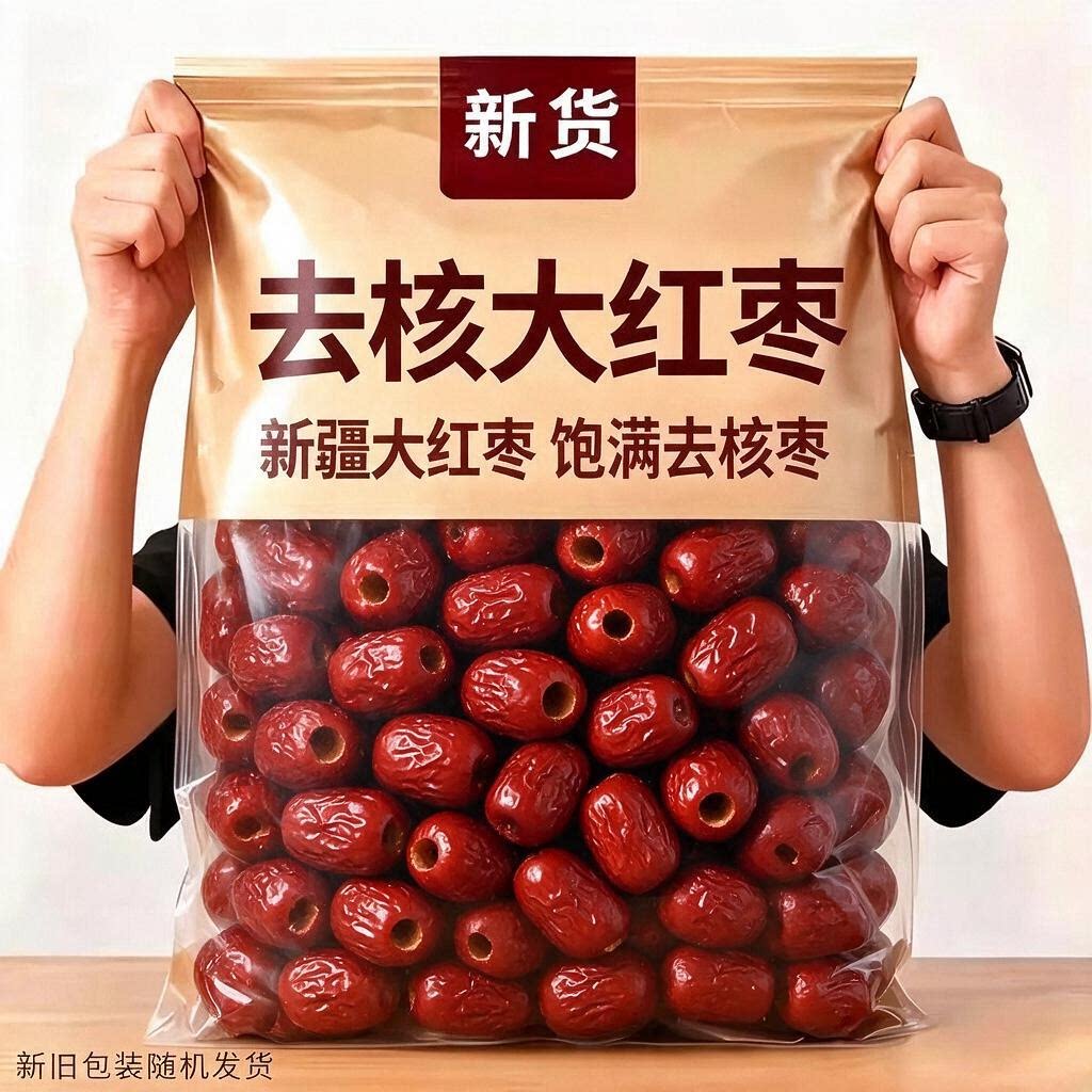 无核红枣沙漠新疆和田大枣打豆浆煲汤煮粥奶空心无核枣2斤/3斤