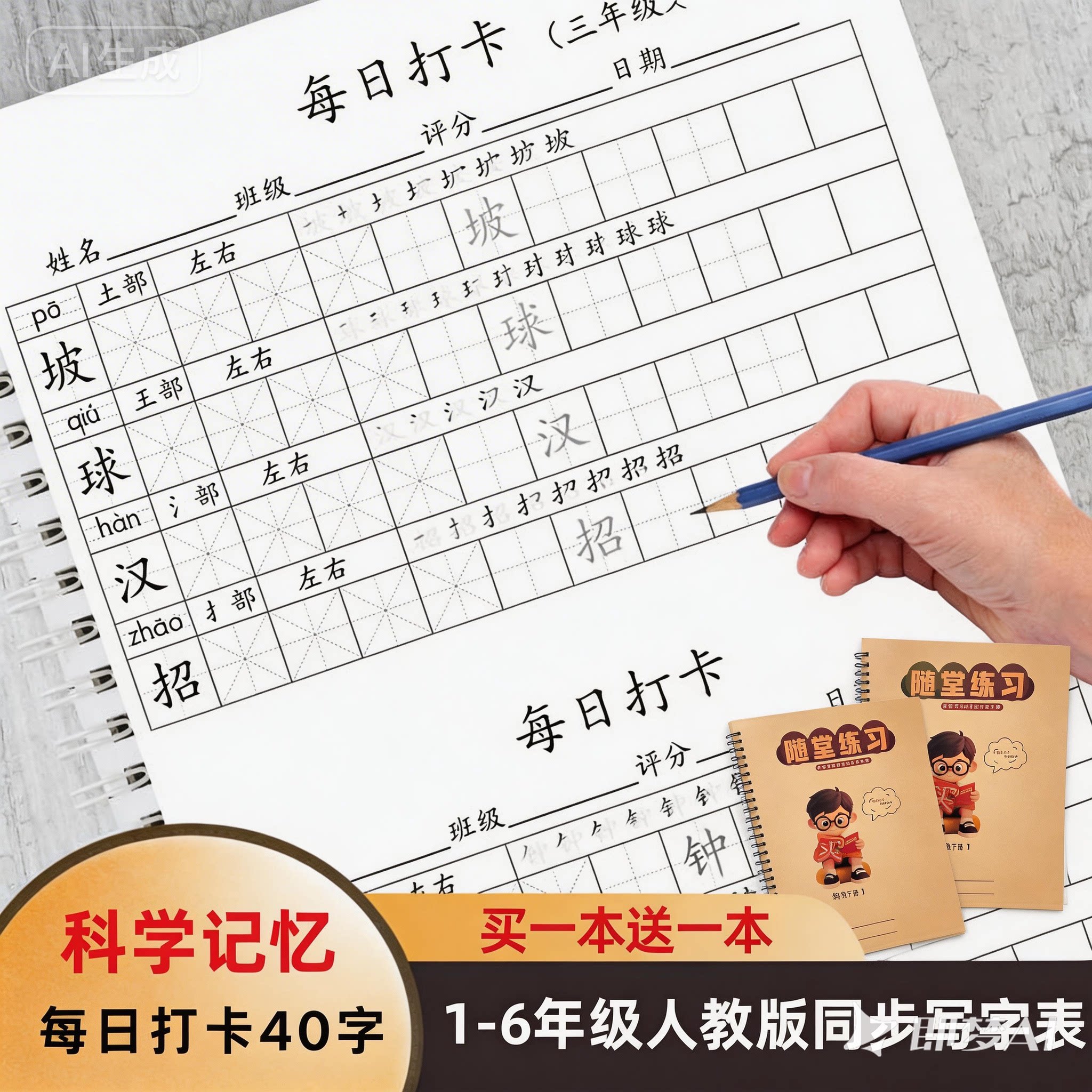 同步生字练字帖人教版语文1-6年小学生专用字练字帖清仓买一送一