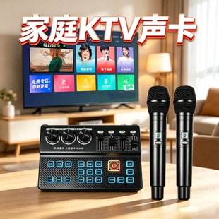 家庭ktv电视k歌麦克风适用雷石点歌蓝牙话筒车载DSP唱歌设备声卡