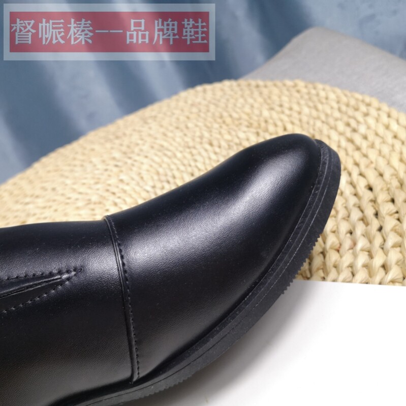 外贸品牌新款真皮男鞋一脚蹬软皮软底尖头防滑平底结婚男士工作鞋