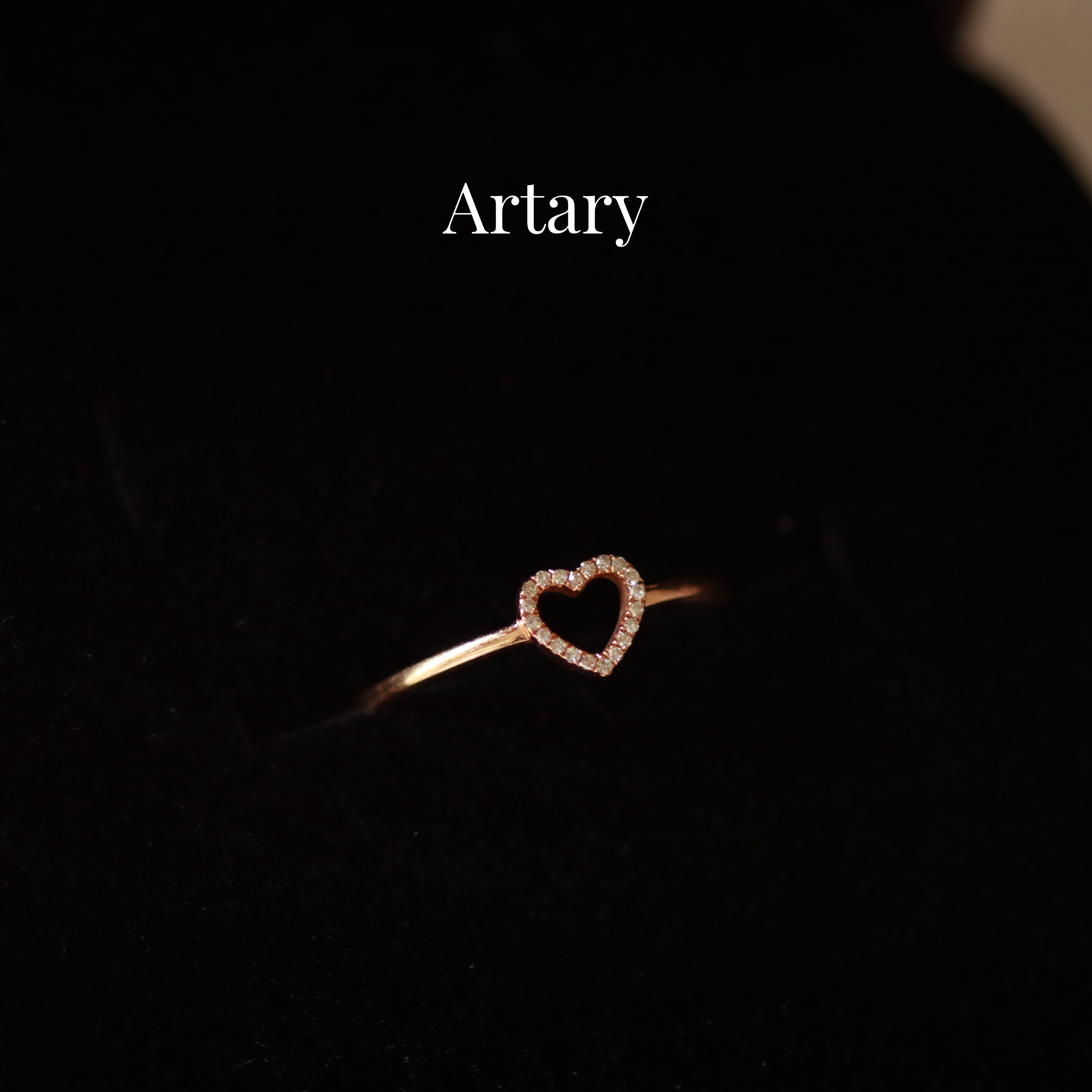 Artary9k钻石爱心戒指百搭通勤