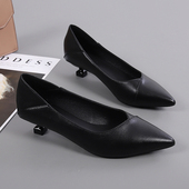 正装 百搭气质0128w 女高跟鞋 上班鞋 女软底低跟职业工作鞋
