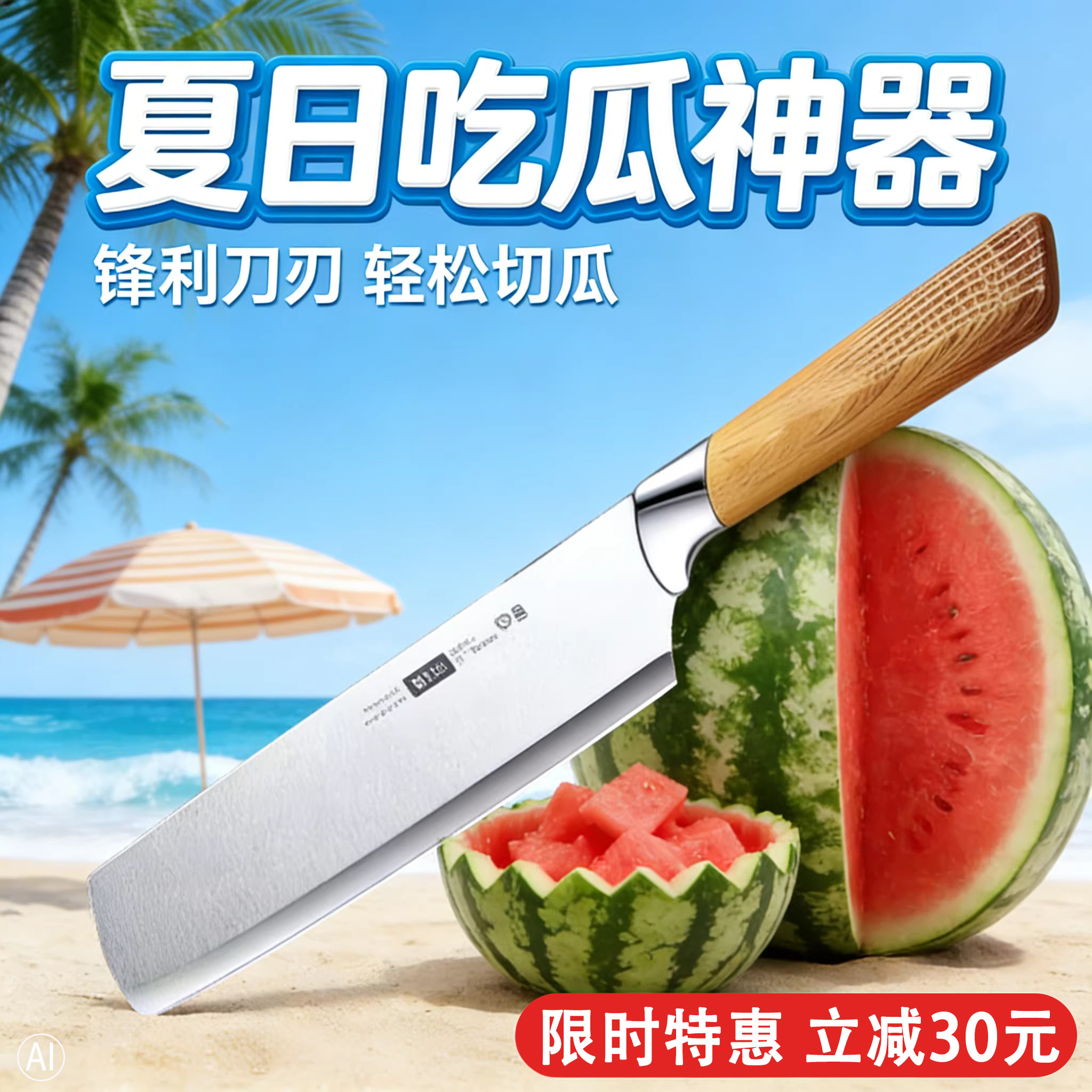 德国高锰钢开刃水果刀不锈钢西瓜神器家用瓜果刀切西瓜工具专用刀