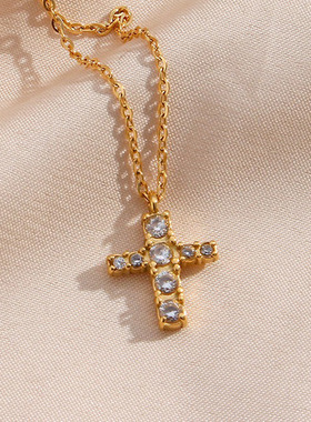 英国george melis欧美简约气质电镀18k金色迷你锆石镶嵌吊坠项链