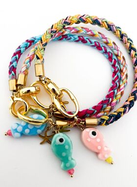 英国George Melis欧美流行手工编织彩绳小鱼星星吊坠手链炉内