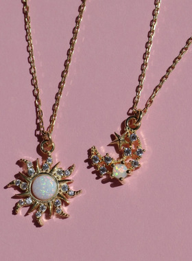 英国george melis欧美澳宝日月项链多巴胺芭比项链蛋白石吊坠微