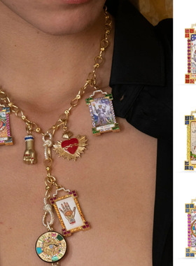 英国George Melis波西米亚风大方牌塔罗牌项链女太阳月亮恶魔