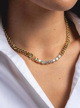 英国george melis欧美钛钢嘻哈个性潮流带钻短项链ins博主欧美