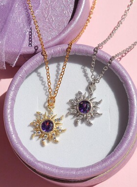 英国George Melis欧美复古多巴胺芭比项链锆石吊坠项链紫色微镶