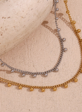 英国george melis欧美时尚简约小众气质项坠镀18k金波西米亚珠子