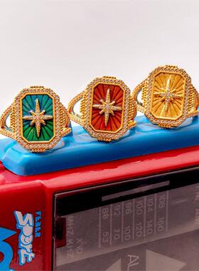 英国george melis波西米亚风北极星滴油戒指 塔罗牌卡牌戒指