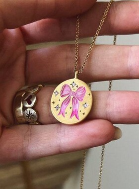 英国george melis钛钢保色手工彩绘手绘花朵飞鸟吊坠吊坠项链