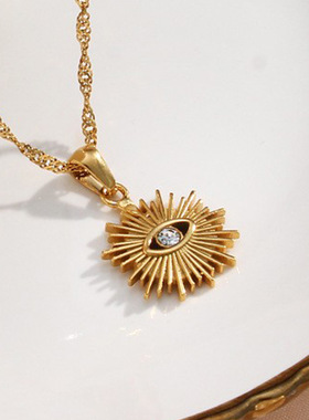 英国george melis欧美流行恶魔之眼项坠水波链镂空放射镶钻眼睛