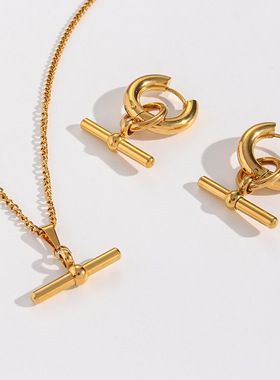 英国george melis欧美ins时尚小众个性流行耳环圆圈棍子古巴链吊