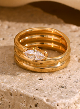 英国george melis欧美时尚气质小众设计手饰镀18k金个性多层马眼