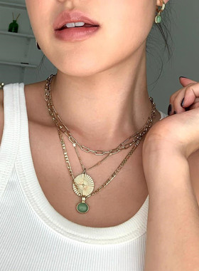 英国george melis小众设计感独立站半宝石绿东陵石项链费加罗