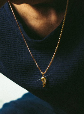 英国george melis男士经典翅膀吊坠项链麻花链潮流朋克毛衣链