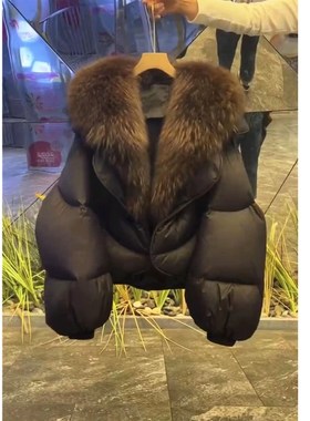 英国george melis冬季新款时尚保暖棉服小个子洋气毛领外套女