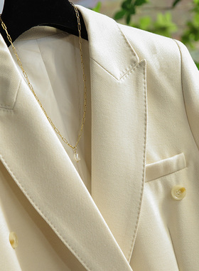 英国george melis翻领色气质通勤肤色双排扣西装女