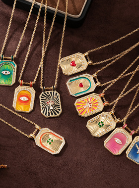 英国George Melis文艺复古风塔罗牌大方牌项链太阳月亮八芒星