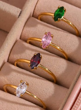 英国george melis欧美ins时尚简约轻奢指环手饰镀18k马眼锆石