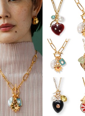 英国george melis彩色多吊坠项链欧美星星吊坠爱心吊坠女士简约