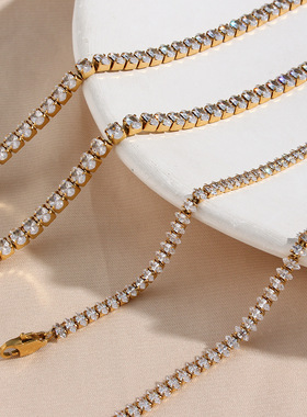 英国george melis欧美时尚轻奢气质百搭锁骨链镀钻石型锆石手链