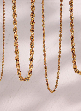 英国george melis欧美ins时尚简约百搭钛钢麻花链条项链镀18k