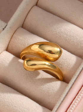 英国george melis欧美ins冷淡风小众设计水滴光面指环女可调节