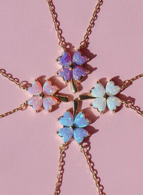 英国george melis欧美高赞澳宝ins四叶幸运项链雪花项链吊坠复古