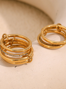 英国george melis欧美时尚小众气质个性手饰镀18k金四层中间带