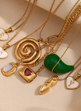 英国george melis欧美ins时尚流行元素项坠女钛钢o字链太阳月亮