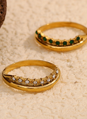 英国george melis欧美ins时尚简约轻奢气质指环小众精致锆石双层