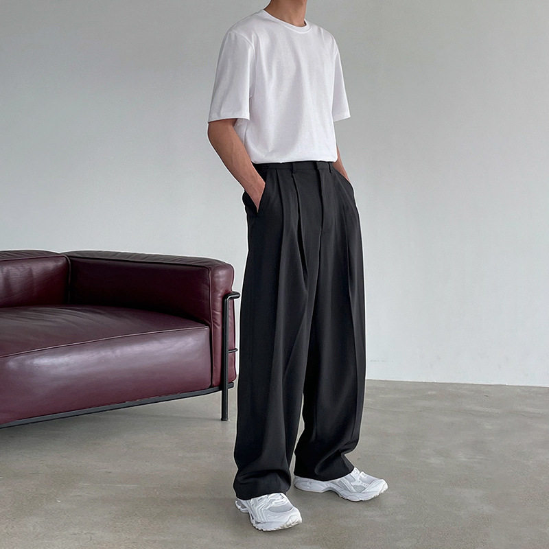 英国george melis休闲裤子男士夏季潮流宽松垂坠感阔腿裤高级