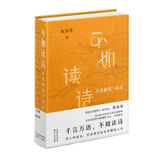 不如读诗(鲁迅文学奖得主张执浩古典诗歌随笔集)验古代大诗人的一生散文/随笔/书信长江文艺出版社