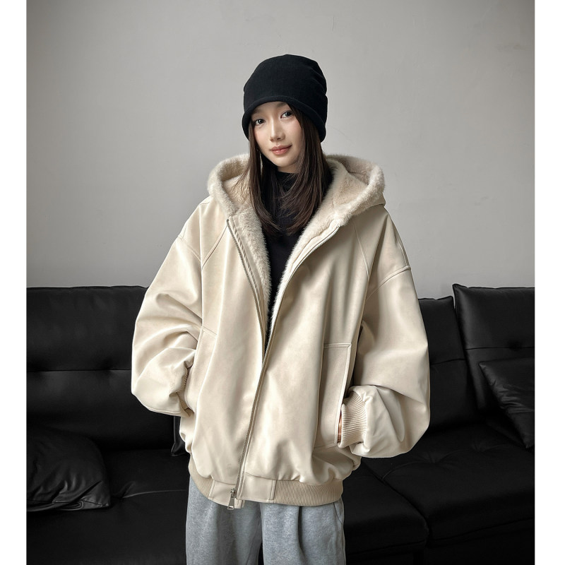 ins美式运动棉服男女连帽座山雕