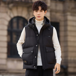 男款高端羽绒马甲男士冬季2025新款保暖加厚背心连帽外穿冬装外套