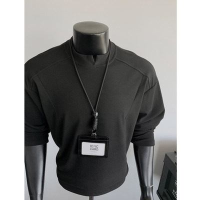 解构拼接正肩长袖T恤卫衣男款秋