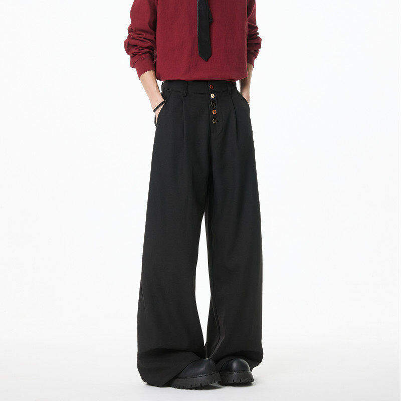 西裤男2025年春夏季高级感垂坠感西装裤直筒宽松阔腿裤拖地休闲裤