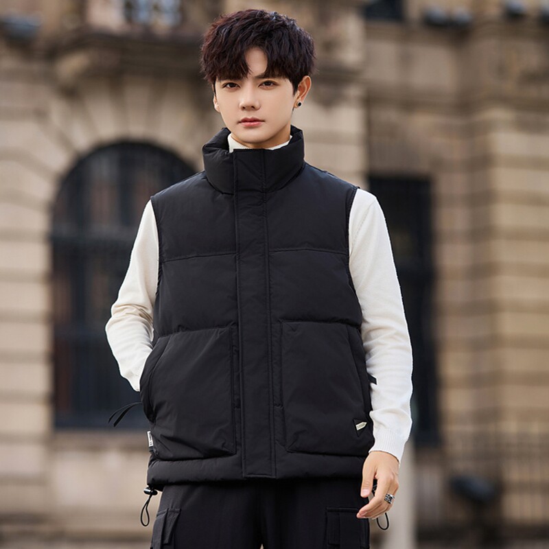 休闲痞帅运动羽绒马甲男士冬季新款立领加厚保暖背心外穿宽松坎肩