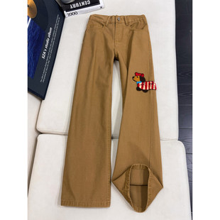 hiphop嘻哈风腊肠小狗刺绣工装牛仔裤男高街cleanfit直筒休闲长裤