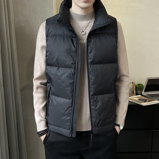 羽绒服灰鸭绒修身 无袖 保暖外套马夹背心坎肩 短款 立领羽绒马甲男士