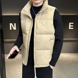 羽绒马甲男款秋冬季加厚保暖背心外穿坎肩高端男装休闲马夹外套潮