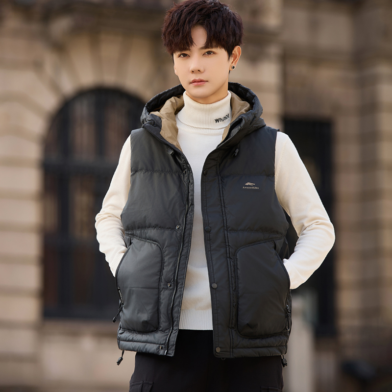 连帽运动休闲羽绒宽松马甲男潮牌