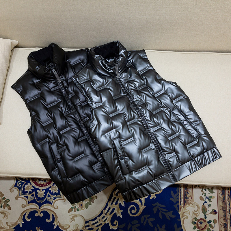 秋冬季亮面马甲男士外套羽绒棉坎肩保暖背心潮流外穿时尚帅气马夹